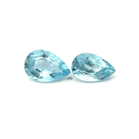 6.11 cts Natural Blue Aquamarine Gemstone Pair  - Pear Shape - 22200RGT