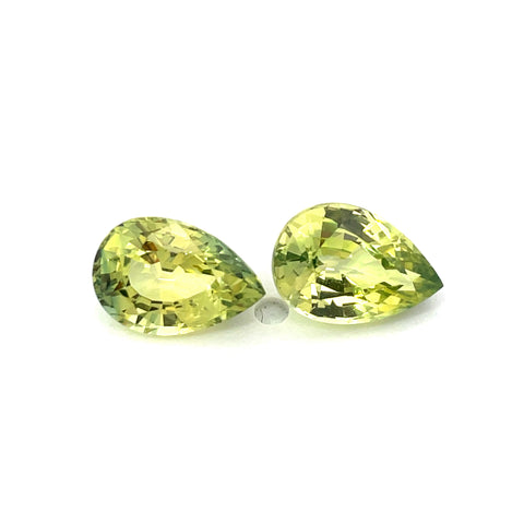 2.60 cts Natural Yellow Green Sapphire Gemstone Pair - Pear Shape - 23199RGT
