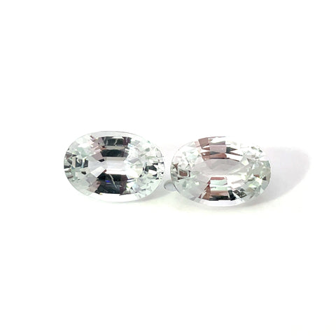 4.18 cts Natural White Sapphire Gemstone Pair - Oval Shape - 24214RGT