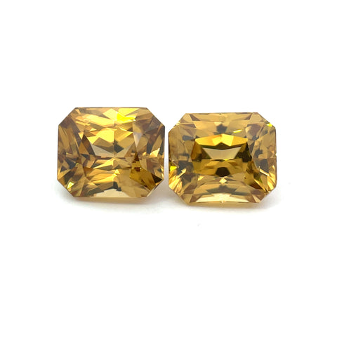 23.87 cts Natural Yellow Zircon Gemstone Pair- Emerald Shape - 24309RGT