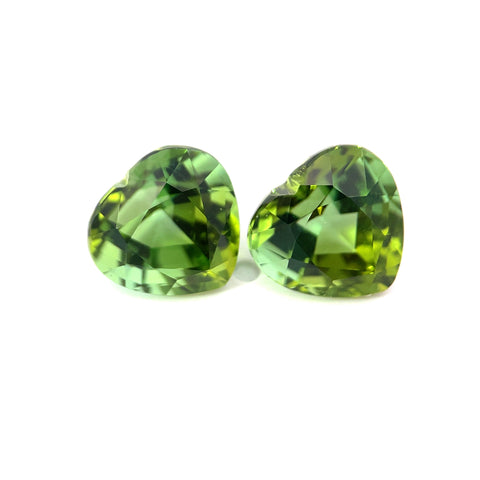 5.63 cts Natural Gemstone Green Tourmaline Pair - Heart Shape - 24231RGT