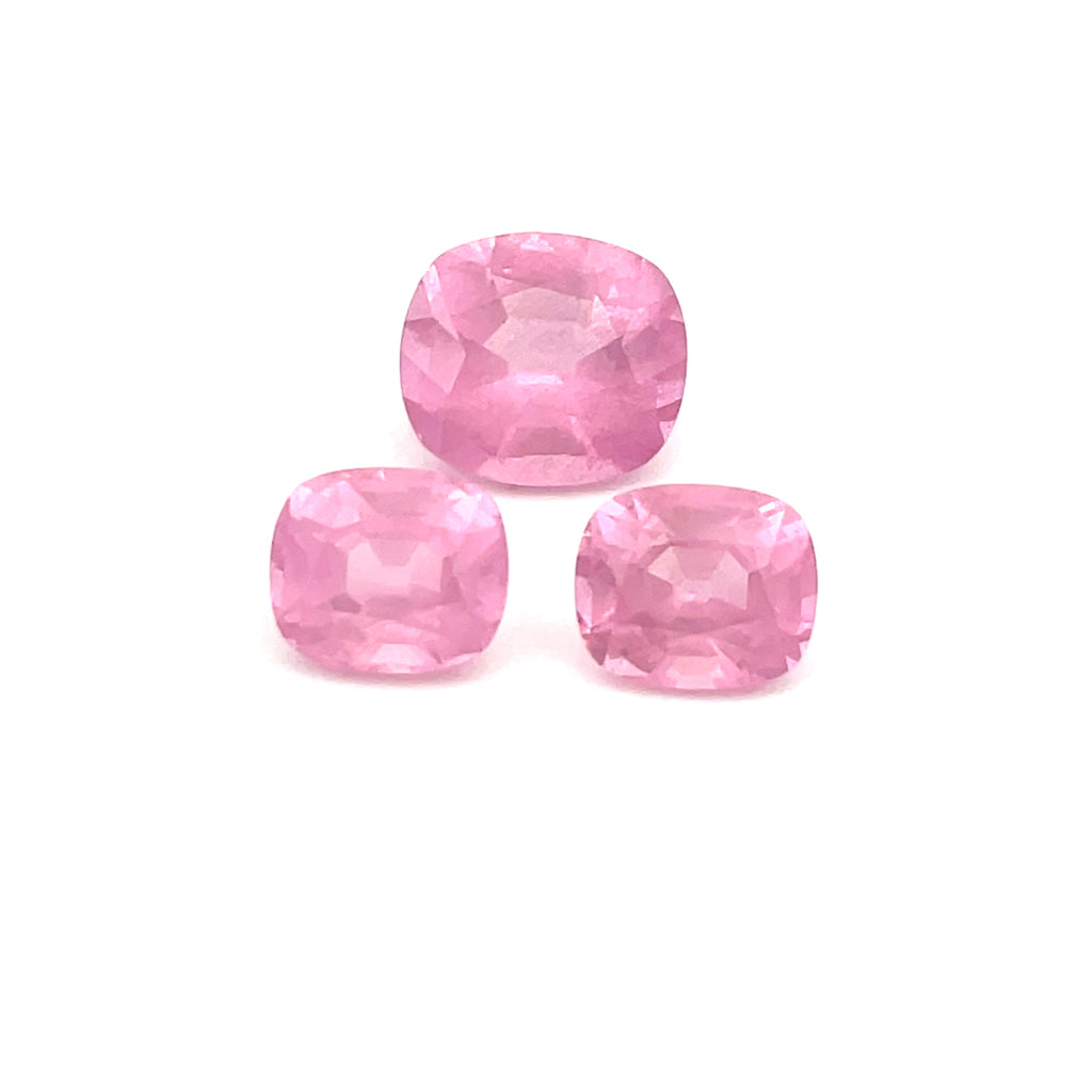 5.23cts Natural Pink Mahenge Spinel Gemstone - 3Pcs Set Pair - Cushion Shape - 24896RGT