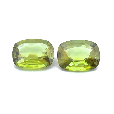 3.40cts Natural Madagascar Green Sphene Gemstone Pair - Cushion Shape - 24948RGT