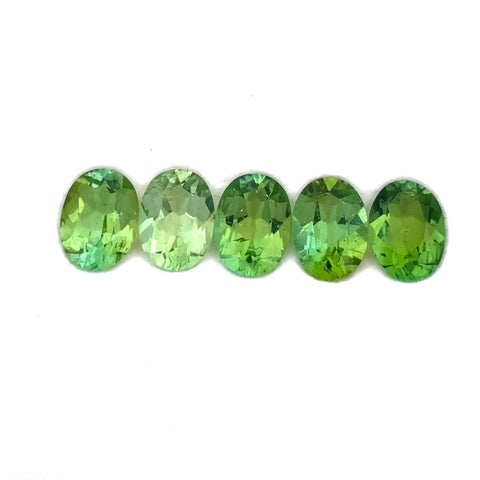 3.66cts 5Pcs Lot Natural Green Tourmaline Gemstone - 7X5MM - Oval Shape - 25198RGT
