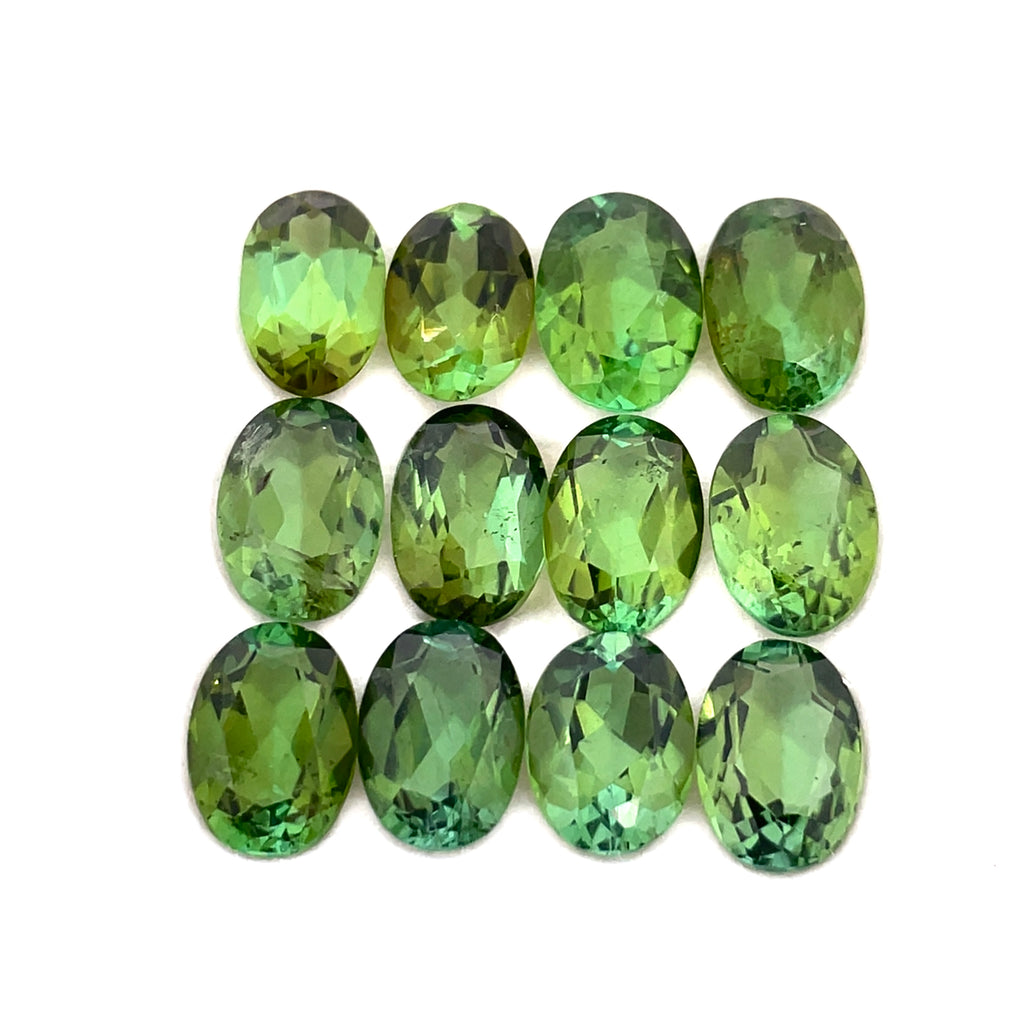9.11cts 12Pcs Lot Natural Green Tourmaline Gemstone - 7X5MM - Oval Shape - 25202RGT