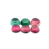 4.20cts 6Pcs Lot Natural Bi-Color Tourmaline Gemstone - 5/5.5MM - Round Cabochon - 25237RGT
