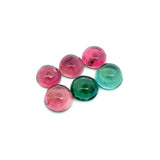 4.20cts 6Pcs Lot Natural Bi-Color Tourmaline Gemstone - 5/5.5MM - Round Cabochon - 25237RGT