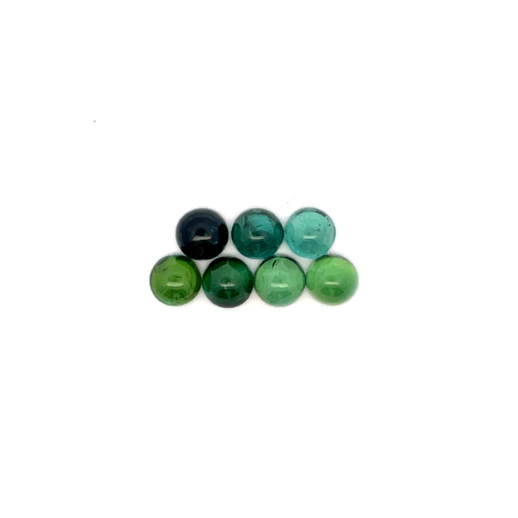 12.93cts 7Pcs Lot Natural Bi-Color Tourmaline Gemstone - 7MM - Round Cabochon - 25239RGT