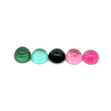 10.54cts 5Pcs Lot Natural Bi-Color Tourmaline Gemstone - 7.5MM - Round Cabochon - 25240RGT 