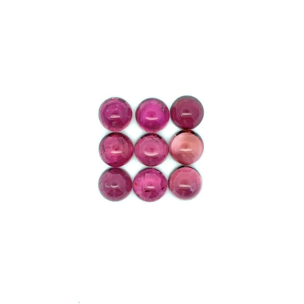 20.95cts 9Pcs Lot Natural Bi-Color Tourmaline Gemstone - 8MM - Round Cabochon - 25241RGT