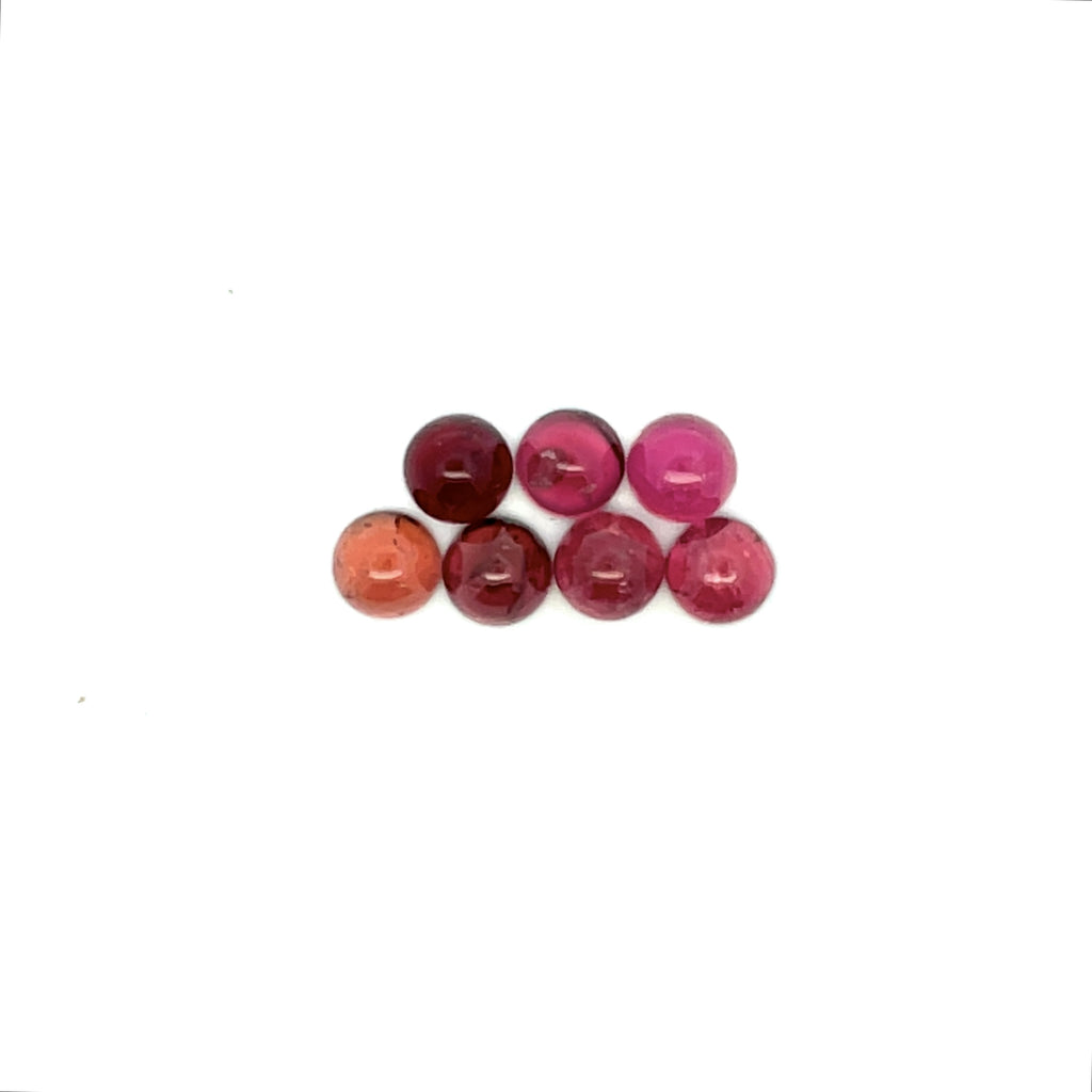 11.59cts 7Pcs Lot Natural Bi-Color Tourmaline Gemstone - 7MM - Round Cabochon - 25243RGT