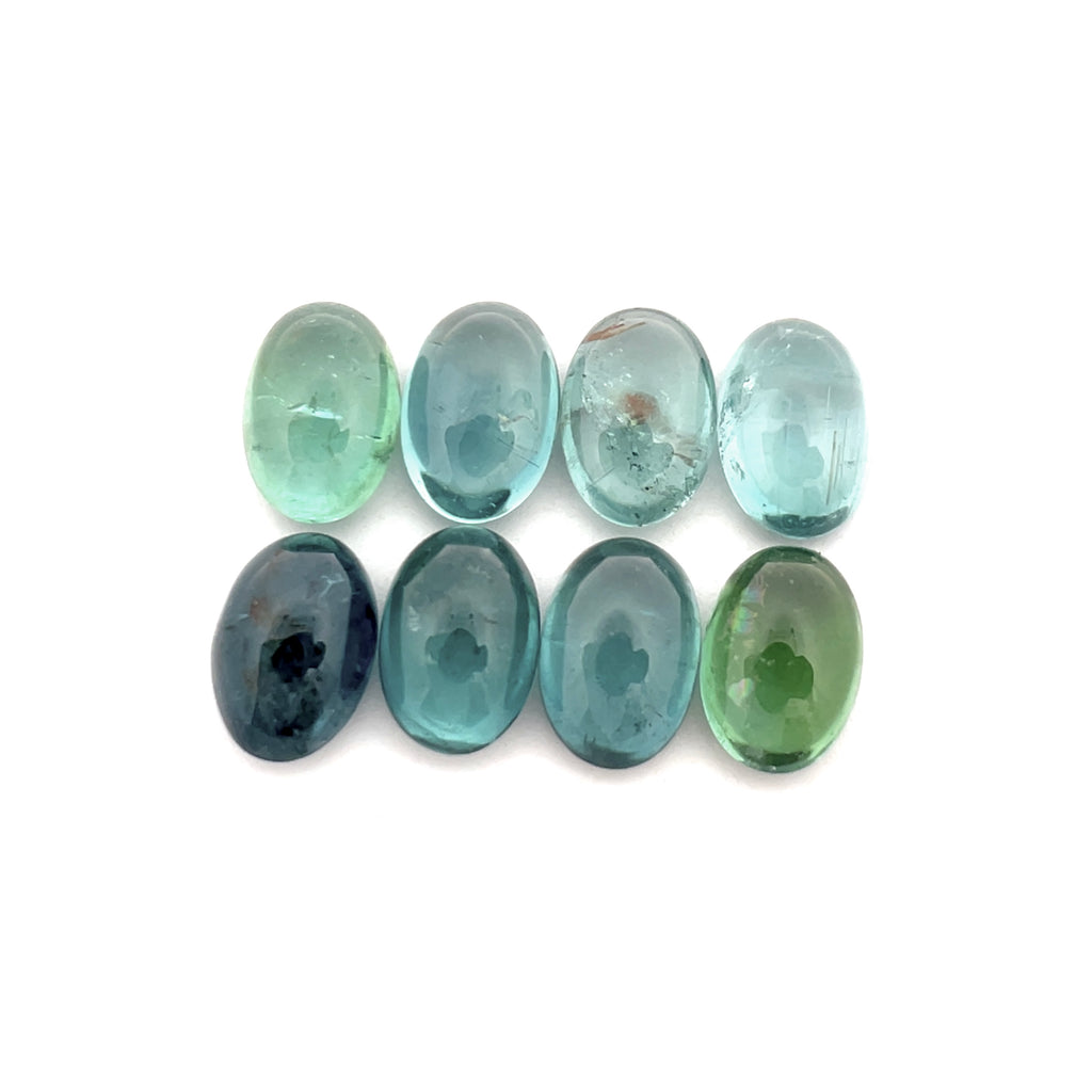 4.17cts 8Pcs Lot Natural Bi-Color Tourmaline Gemstone - 6X4MM - Oval Cabochon - 25245RGT