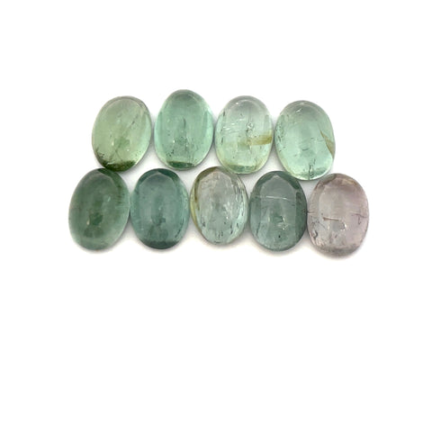 8.77cts 9Pcs Lot Natural Bi-Color Tourmaline Gemstone - 7X5MM - Oval Cabochon - 25246RGT