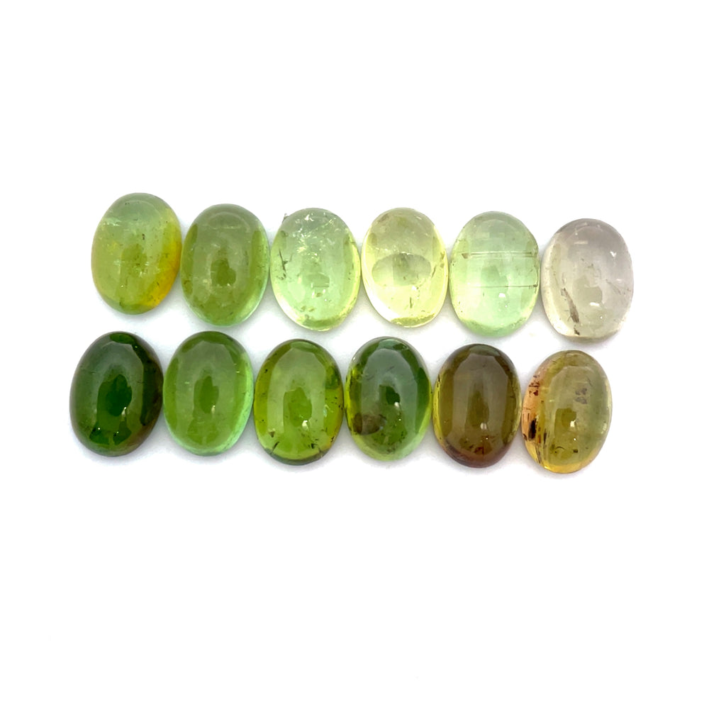 11.85cts 12Pcs Lot Natural Bi-Color Tourmaline Gemstone - 7X5MM - Oval Cabochon - 25247RGT