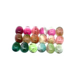 18.89cts 6Pcs Lot Natural Bi-Color Tourmaline Gemstone - 7X5MM - Oval Cabochon - 25248RGT