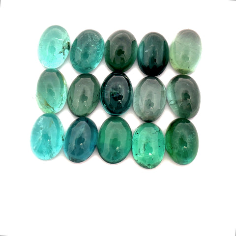 30.90cts 32Pcs Lot Natural Bi-Color Tourmaline Gemstone - 7X5MM - Oval Cabochon - 25249RGT