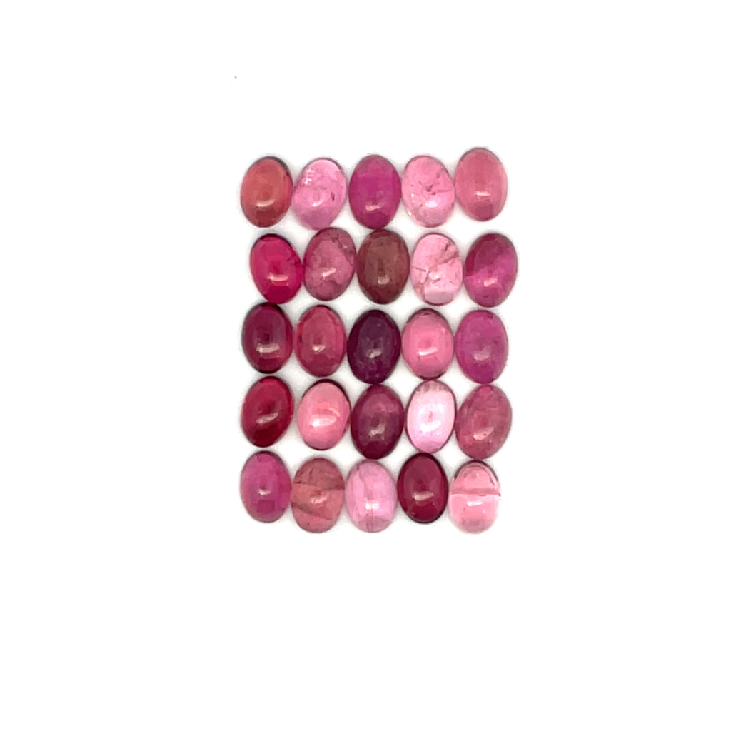 47.55cts 49Pcs Lot Natural Bi-Color Tourmaline Gemstone - 7X5MM - Oval Cabochon - 25250RGT