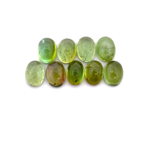 14.59cts 9Pcs Lot Natural Bi-Color Tourmaline Gemstone - 8X6MM - Oval Cabochon - 25253RGT