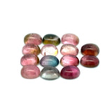 22.22cts 14Pcs Lot Natural Bi-Color Tourmaline Gemstone - 8X6MM - Oval Cabochon - 25254RGT