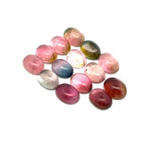 22.22cts 14Pcs Lot Natural Bi-Color Tourmaline Gemstone - 8X6MM - Oval Cabochon - 25254RGT