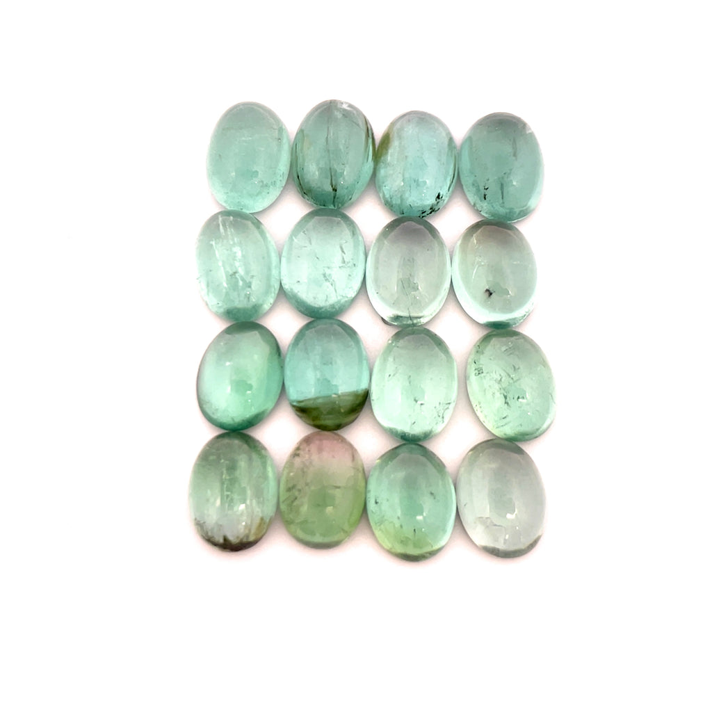 23.84cts 16Pcs Lot Natural Bi-Color Tourmaline Gemstone - 8X6MM - Oval Cabochon - 25255RGT