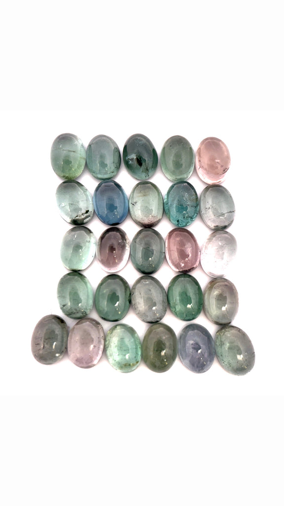 40.06cts 26Pcs Lot Natural Bi-Color Tourmaline Gemstone - 8X6MM - Oval Cabochon - 25256RGT