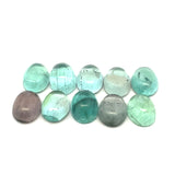 23.45cts 10Pcs Lot Natural Bi-Color Tourmaline Gemstone - 9X7MM - Oval Cabochon - 25260RGT
