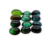44.45cts 12Pcs Lot Natural Bi-Color Tourmaline Gemstone - Oval Cabochon - 25262RGT