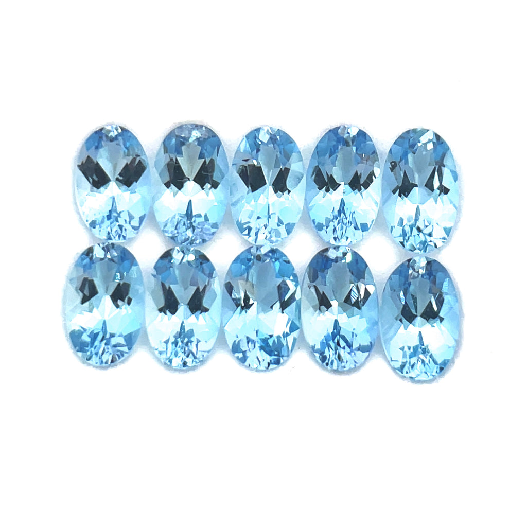 2.17cts 10Pcs Natural Santa Maria Aquamarine Gemstone - 5X3MM - Oval Shape - 25597RGT