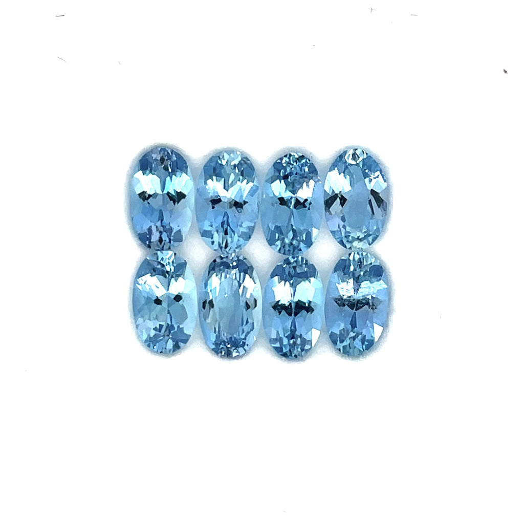 1.85cts 8Pcs Natural Santa Maria Aquamarine Gemstone - 5X3MM - Oval Shape - 25598RGT