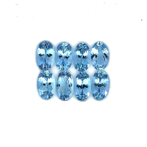 1.85cts 8Pcs Natural Santa Maria Aquamarine Gemstone - 5X3MM - Oval Shape - 25598RGT