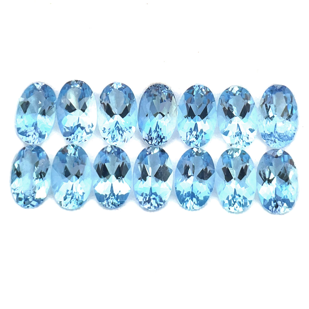 3.08cts 14Pcs Natural Santa Maria Aquamarine Gemstone - 5X3MM - Oval Shape - 25599RGT 