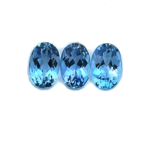 1.53cts 3Pcs Natural Santa Maria Aquamarine Gemstone - 6X4MM - Oval Shape - 25602RGT