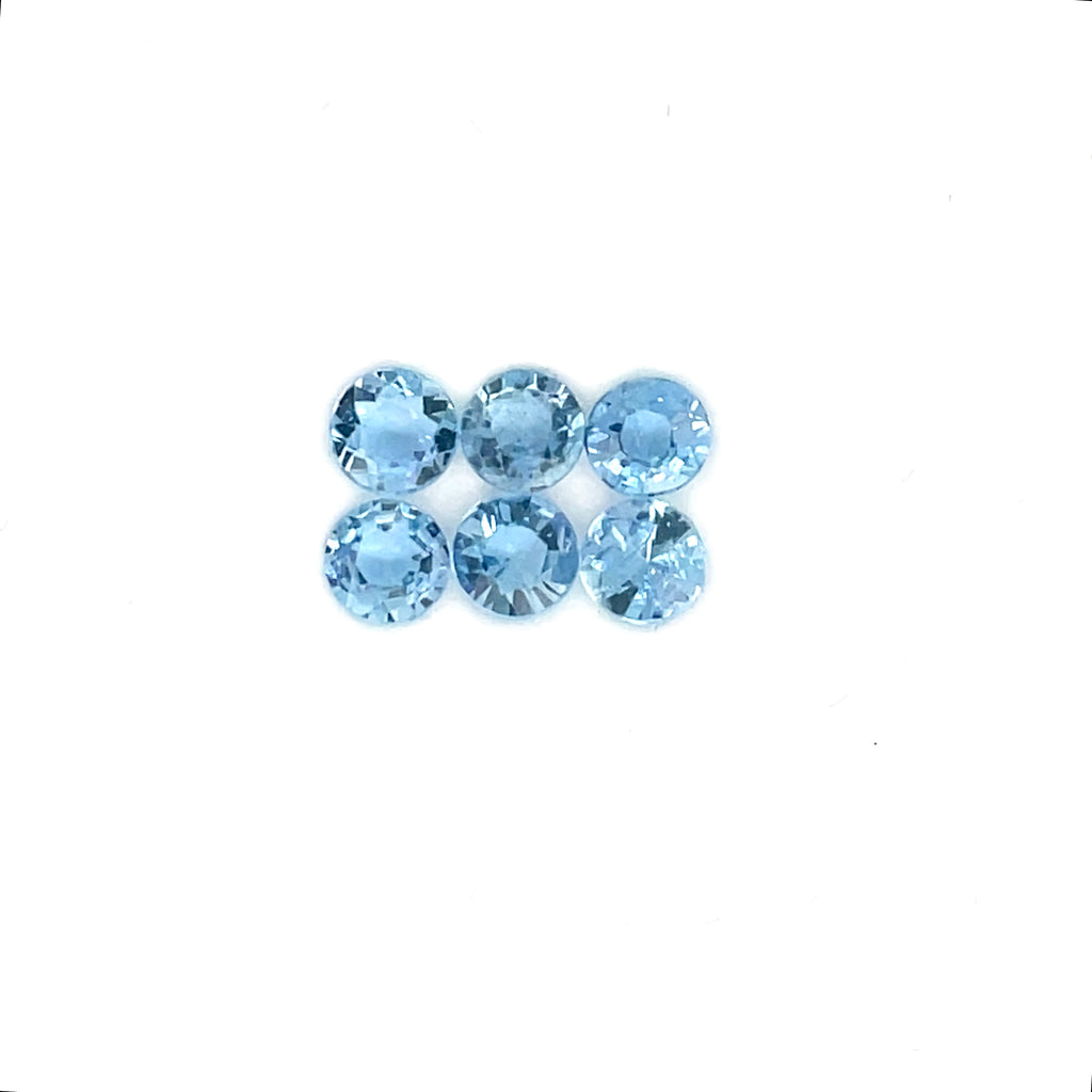 0.45cts 6Pcs Natural Santa Maria Aquamarine Gemstone - 3MM - Round Shape - 25607RGT