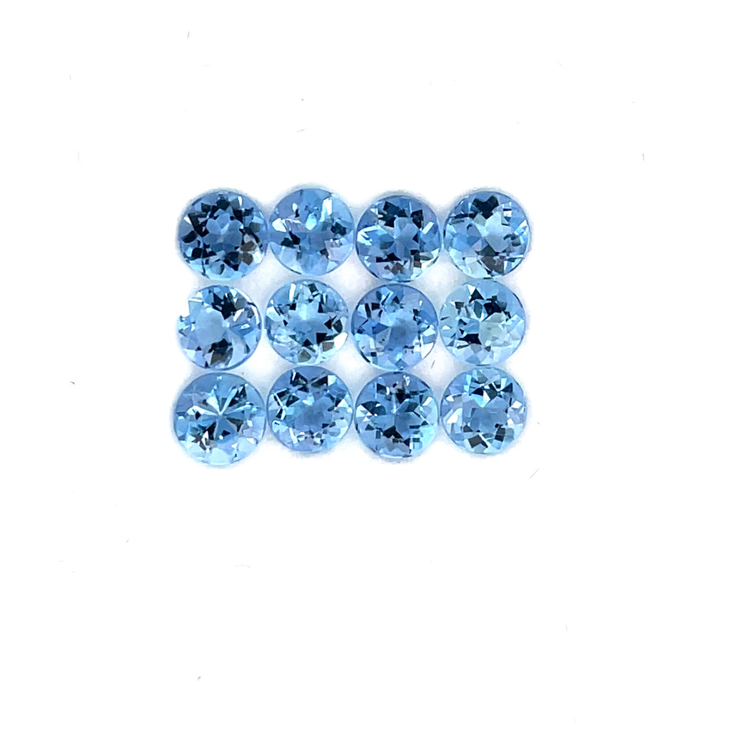 1.30cts 6Pcs Natural Santa Maria Aquamarine Gemstone - 3MM - Round Shape - 25610RGT