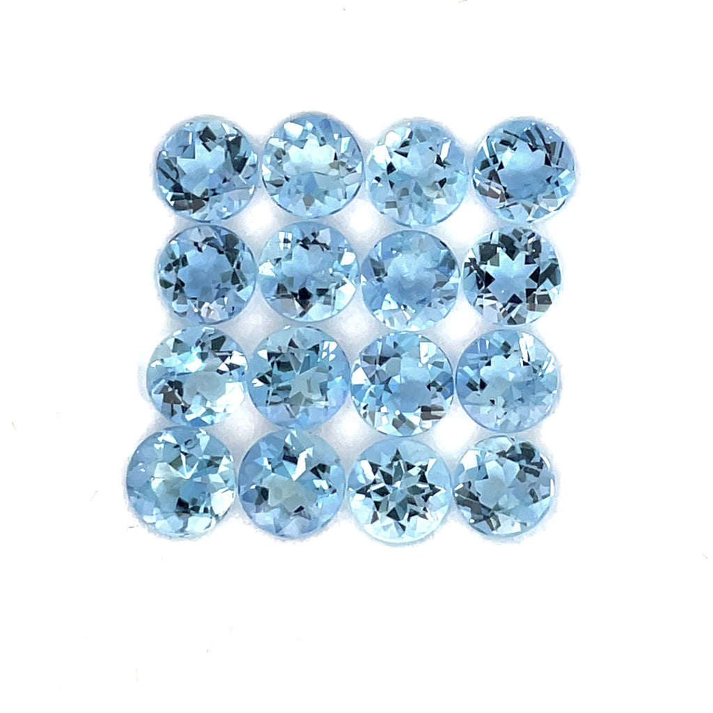 2.72cts 16Pcs Natural Santa Maria Aquamarine Gemstone - 3.5MM - Round Shape - 25611RGT