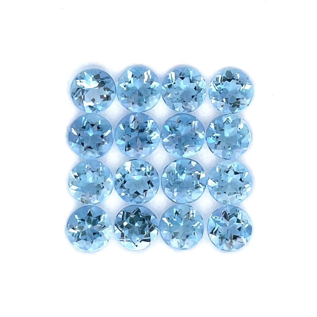2.57cts 16Pcs Natural Santa Maria Aquamarine Gemstone - 3.5MM - Round Shape - 25612RGT