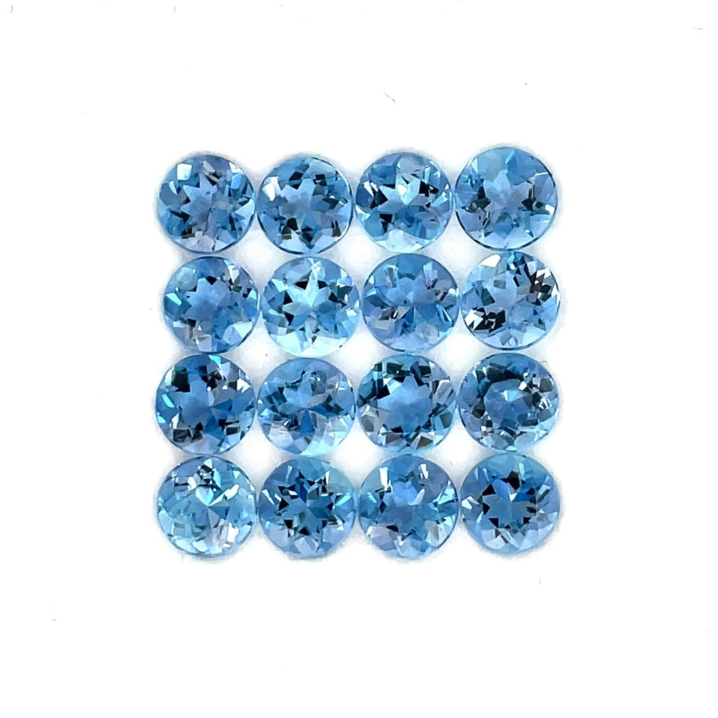 2.76cts 16Pcs Natural Santa Maria Aquamarine Gemstone - 3.5MM - Round Shape - 25615RGT