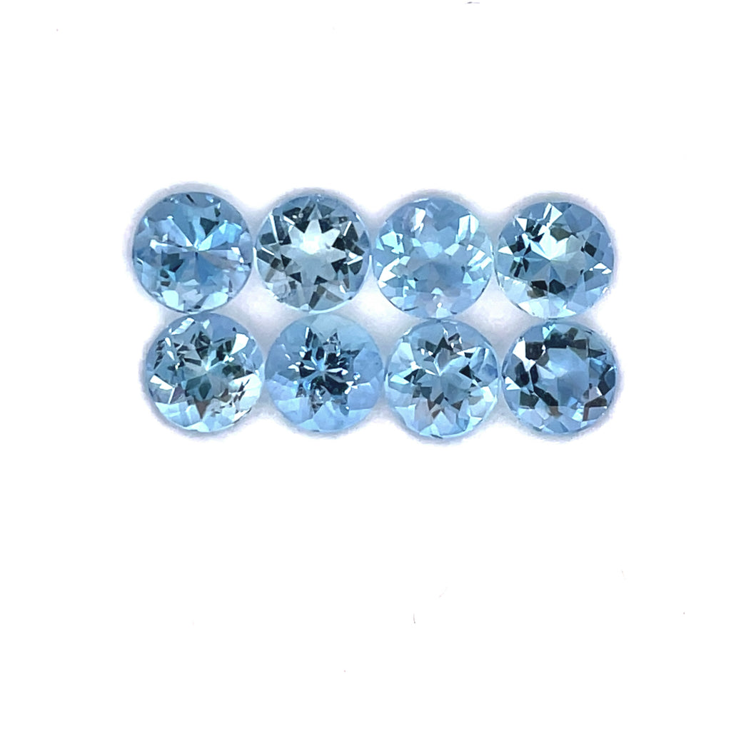 4mm 8Pcs Lot Natural Santa Maria Aquamarine Gemstone - Round Shape - 25621RGT