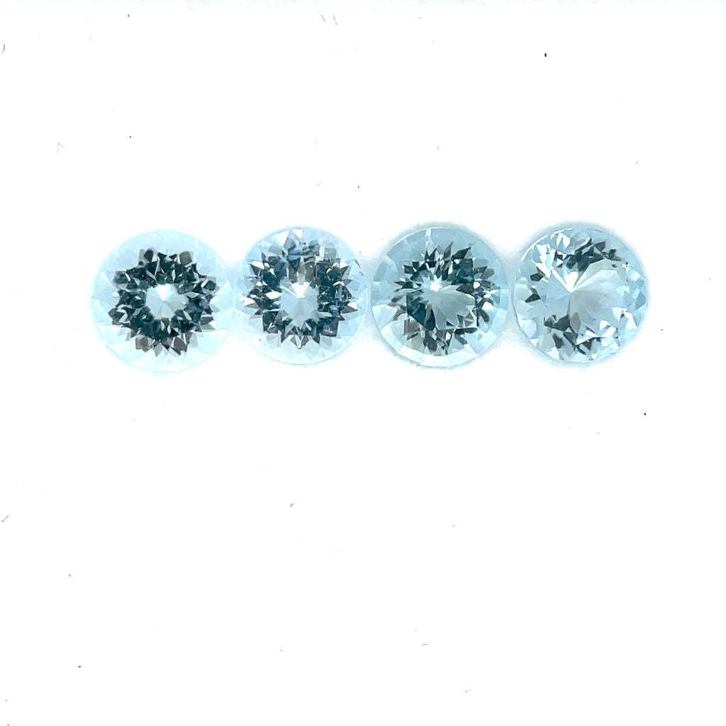 6mm 4Pcs Lot Natural Blue Aquamarine Gemstone - Round Shape - 25629RGT