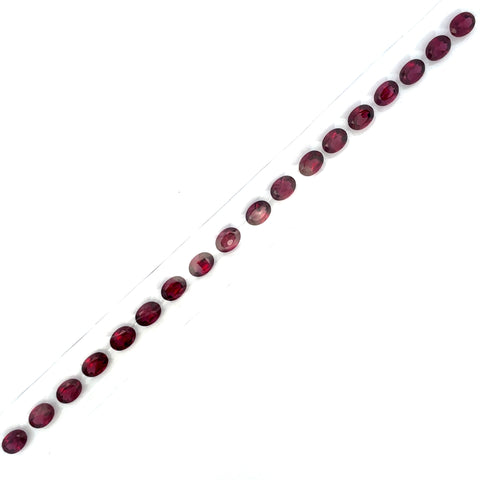8x6mm Natural Purplish Red Rhodolite Bracelet Layout - Oval Shape - 25907RGT