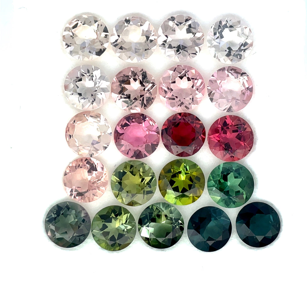 11.43cts 21Pcs Lot Natural Bi-Color Tourmaline Gemstone - 5.5MM - Round Shape - 25991RGT