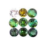 10.05cts 9 Pcs Lot Natural Bi-Color Tourmaline Gemstone - 7MM - Round Shape - 25994RGT
