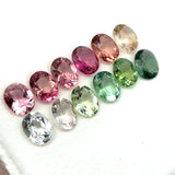 3.73cts 12Pcs Lot Natural Multi-Color Tourmaline Gemstone - 5X4MM - Oval Shape - 25996RGT