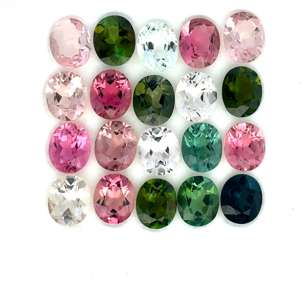 11.36cts 20Pcs Lot Natural Multi-Color Tourmaline Gemstone - 6X5MM - Oval Shape - 25998RGT