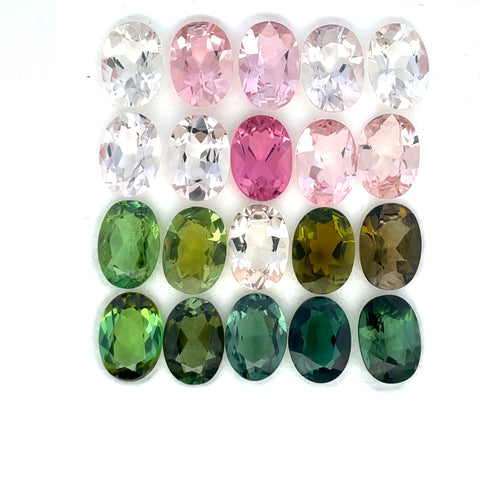 14.28cts 20Pcs Lot Natural Multi-Color Tourmaline Gemstone - 7X5MM - Oval Shape - 25999RGT