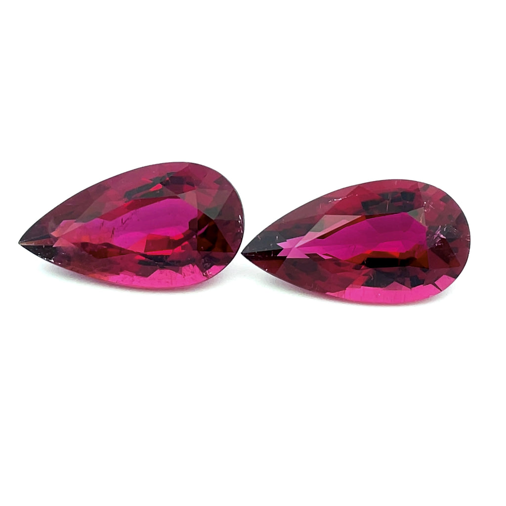 6.70cts Natural Rubellite Tourmaline Gemstone Pair - Pear Shape - 26012RGT