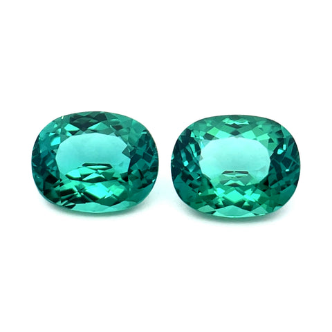 5.21cts Natural Bluish Green Tourmaline Gemstone Pair - Cushion Shape - 26192RGT