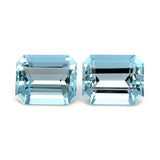 10.45cts Natural Blue Aquamarine Gemstone Pair - Octagon Shape - 26222RGT