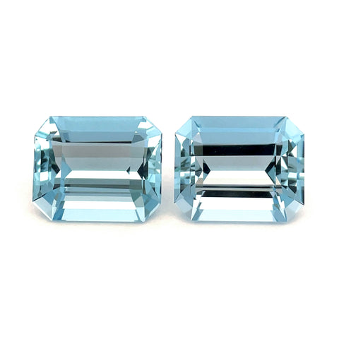 10.45cts Natural Blue Aquamarine Gemstone Pair - Octagon Shape - 26222RGT